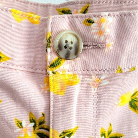 Cuffed Shorts with Lemon Print / Pink & Yellow / Juniors Size 13 - Picture 2 of 6